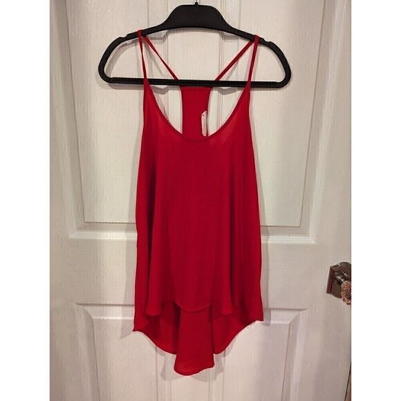 Lush Sheer Cherry Red Flowy Tank Size‎ Medium Women's Racerback feminine - Picture 5 of 5